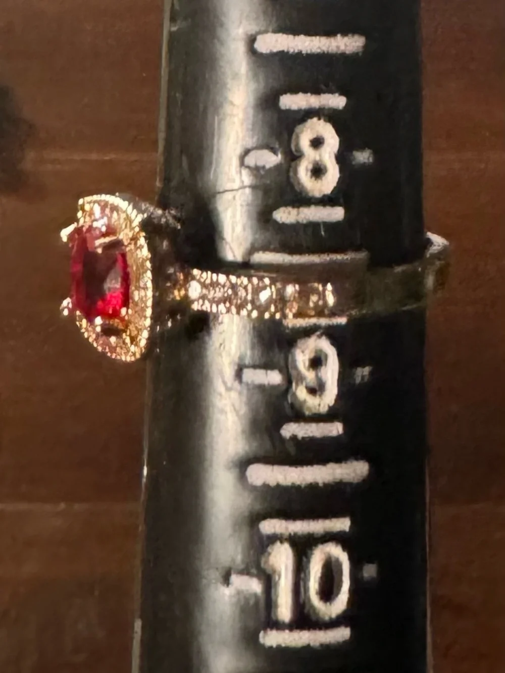 Gold Halo Ring with Blue, red, peach Cushion Gem